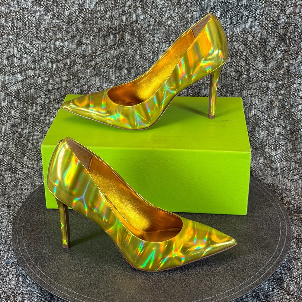 Sam Edelman Hazel Mimosa Heels Women's size 7.5 Gold Metallic - Picture 2 of 8